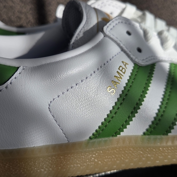 Adidas Samba White and Green Shoes Mens - Picture 3 of 5